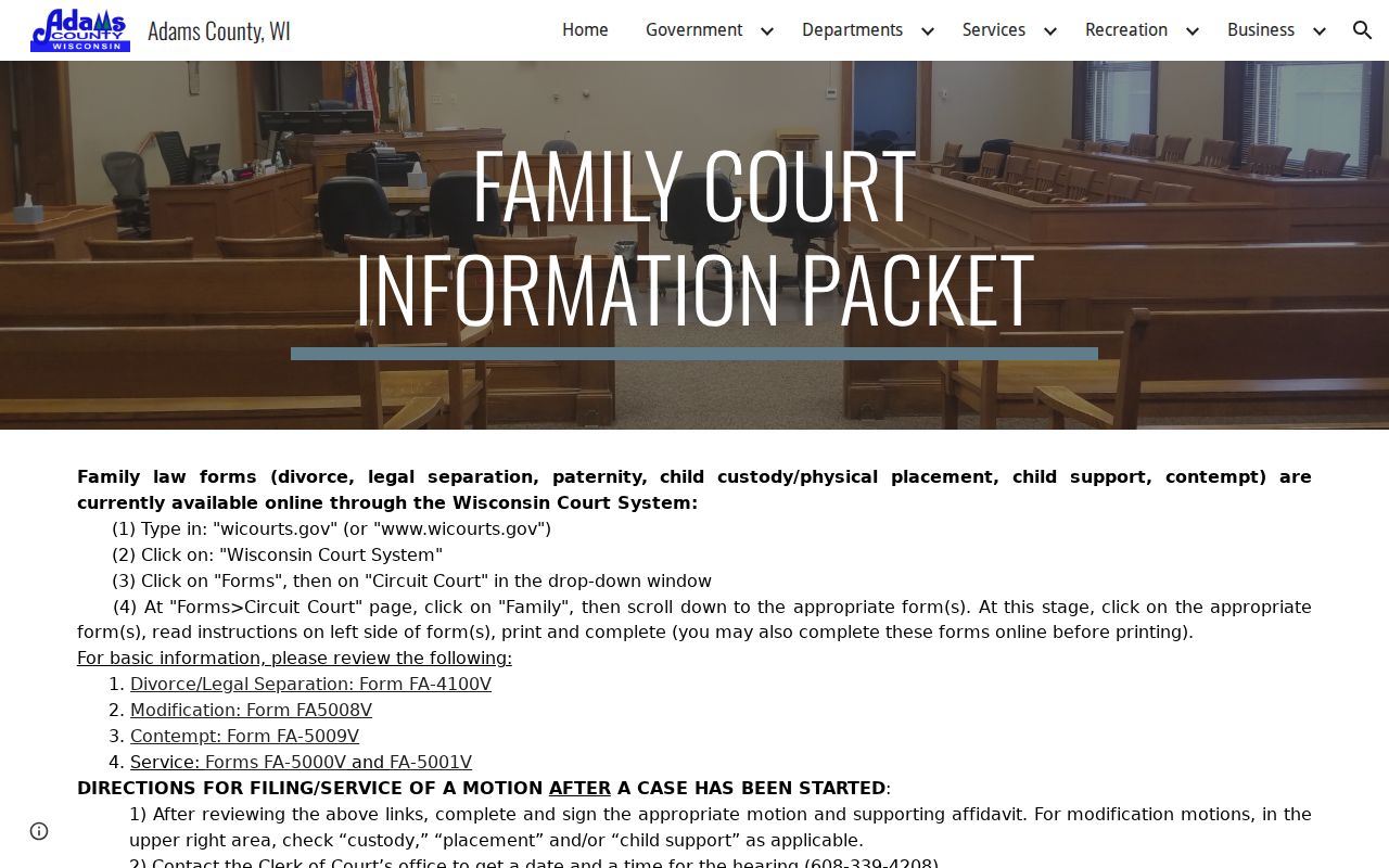 Adams County civil court docket family filing information