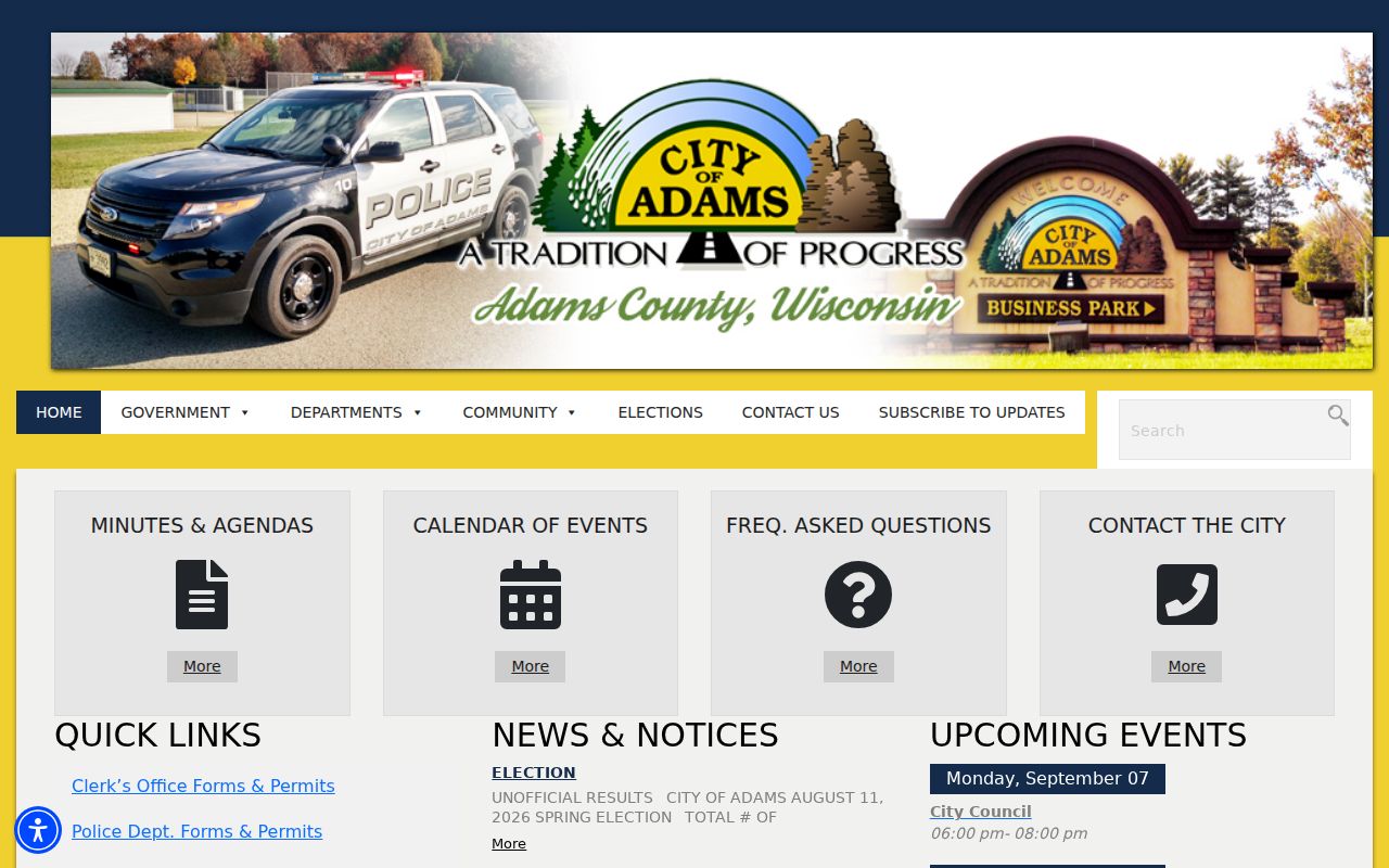 Adams court records City of Adams official page