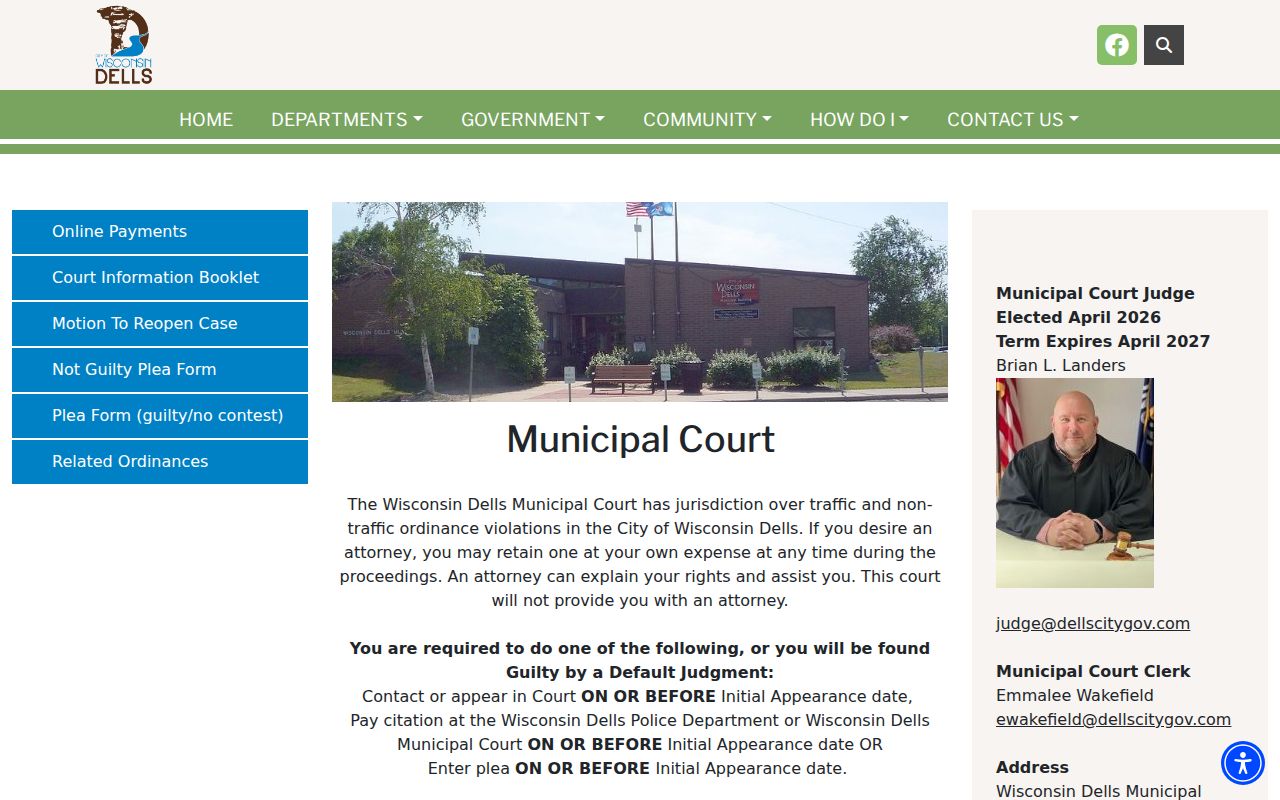 Wisconsin Dells court records municipal court page